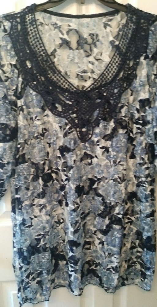 Blue and white blouse